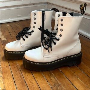 Dr. Martens White Combat Boots with Black Laces